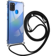 i-Stone Galaxy A21S Boyun Askılı Şeffaf Tank Kılıf Siyah