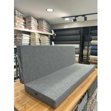 Sowso Premium Salıncak Minderi 50x165x9 cm | Gri Sert Sünger | Keten Kumaş & Fermuarlı Kolay Yıkanabilir | Pratik Bağcıklı | Antrasit Gri