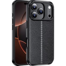 Cavora Iphone 17 Pro Uyumlu Kamera Korumalı Deri Görünümlü Darbe Emici Tam Korumalı Auto Focus Lüks Silikon Kılıf