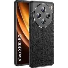 Cavora Vivo X100 Uyumlu Kamera Korumalı Deri Görünümlü Darbe Emici Tam Korumalı Auto Focus Lüks Silikon Kılıf