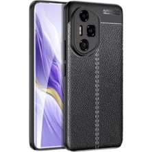 Cavora Honor 300 Pro Uyumlu Kamera Korumalı Deri Görünümlü Darbe Emici Tam Korumalı Auto Focus Lüks Silikon Kılıf