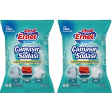 Ernet Çamaşır Sodası 500 G 2 Adet Parlak Beyazlık ve Kireç Önleme Özelliği ile Beyaz ve Renkliler İçin