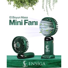 Ensiga Şarjlı Mini El Boyun Masa Vantilatör 5 Kollu Yeşil Plastik Yüksek Performanslı Seyahat Fanı