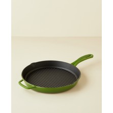 Hecha Demir Döküm Yuvarlak Grill Tava 28 cm Yeşil Degrade