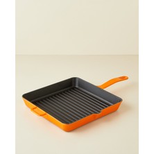 Hecha Demir Döküm Kare Grill Tava 30 cm Turuncu Degrade