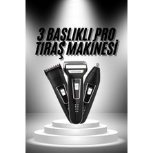Uravas Store 3'lü Set Saç Sakal Kesme Traş Makinesi Burun Kılı Alma Tıraş Makinesi