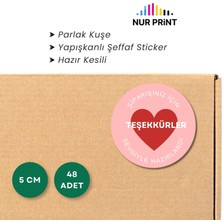 Nur Print Yapışkanlı Sticker Etiket Teşekkür Stickerı Teşekkür Kartı Hediye ve Paket Için Teşekkür Yapışkanlı Etiket Siparişiniz Için Teşekkürler