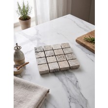 Kaelite Mozaik Mermer Bardak Altlığı 10 x 10 cm - Doğal Taş Tasarım Sunum Altlığı