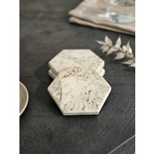Kaelite Altıgen Mermer Bardak Altlığı 11 x 10 cm - Dekoratif Doğal Taş Sunum Altlığı