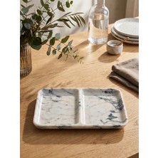 Kaelite Iki Bölmeli Mermer Çerezlik Tepsi 30X20X2 cm - Doğal Taş Sunum Tepsisi