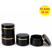 Demet Home 10 Adet 25 ml Siyah Lüx Altın Şeritli Boş Plastik Pomat Kozmetik Krem Ecza Hobi Kutusu Krem Kavanozu 25 cc Empty plastic box