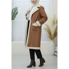 Moda Morfo İçi Peluşlu Çıtçıtlı Cepli Deri Mont -Taba