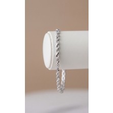 Lune Design Altın Kaplama Gümüş Rengi Burgu Tasarım Zirkon Taşlı Ayarlanabilir Çelik Bileklik