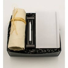 As Gift Kanvas Bez Çanta & Beyaz Defter & Beyaz Tükenmez Kalem Hediye Seti