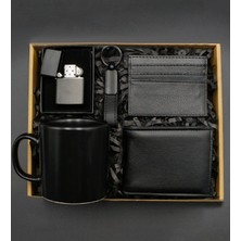 As Gift Siyah Kupa & Cüzdan & Anahtarlık & Zippo Tarzı Çakmak & Kartlık Hediye Seti