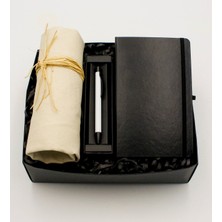 As Gift Kanvas Bez Çanta & Siyah Defter & Beyaz Tükenmez Kalem Hediye Seti
