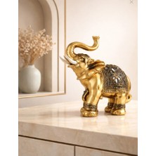 Yaratıcı Sanatlar Atölyesi Polyester Döküm Bronz Rengi Fil Dekoratif Fil Biblo 30 cm