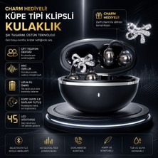BGG Tech Charmlı Klipsli Bluetooth Kulaklık Kablosuz Anc Enc Çift Mikrofonlu LED Göstergeli