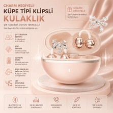 BGG Tech Charmlı Klipsli Bluetooth Kulaklık Kablosuz Anc Enc Çift Mikrofonlu LED Göstergeli