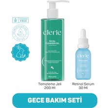 Clerie İkili Set - Retinol Bakuchiol Serum ve Yağ & Sebum Dengeleyici Gözenek Temizleyici Yüz Jeli 