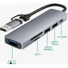 Epilons Airsky Hc13Fl 5 İn 1 Usb Type-C 2 İn 1 Çevirici