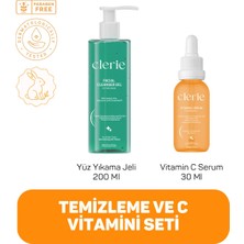 Clerie Yoğun C Vitamini Serum (%6 Sodium Ascorbyl Phosphate) ve Gözenek Temizleyici Yüz Yıkama Jeli - Clerie İkili Set