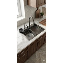 ALMAYA Füme Akıllı Şelaleli 60*45 Eviye 304 Kaliteli