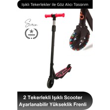 Svein #scooter 2 Tekerlekli Işıklı Scooter Ayarlanabilir Yükseklik Frenli Kaydırmaz Tabanlı Çocuk Scooter Antibakteriyel Elcikli Dayanıklı Tekerlekli Unisex 50 kg Taşıma Kapasiteli Mavi Pembe Yeşil