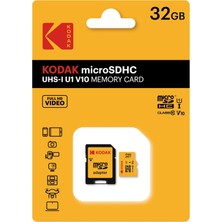Kodak 32GB Micro Sd Uhs-I C10 U1 V10 Kart + Adaptör (Sarı)