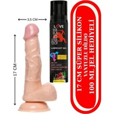 Aşkın Deposu Deromeya Health 5 Gerçekçi Et Dokusunda 17CM Damarlı ve Vantuzlu Kaliteli Yumuşak Süper Silikon Testisli Realistik Dildo Anal ve Vajinal Kullanıma Uygyn 100 ml Çilekli Jel Hediyeli