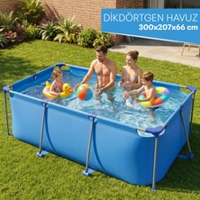 Blooma Dikdörtgen Aile Havuzu - Portatif Metal Çerçeveli 300X207X66 cm