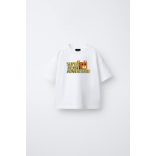 Fasardi Super Bear Adventure Süper Ayı Baskılı Oversize %100 Pamuk Kısa Kollu Unisex Çocuk T-Shirt