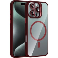 Nemere Mey Ithalat®   iPhone 16 Pro Max Remim Lensli Magsafe Standlı Kapak - Bordo