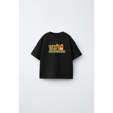 Fasardi Super Bear Adventure Süper Ayı Baskılı Oversize %100 Pamuk Kısa Kollu Unisex Çocuk T-Shirt