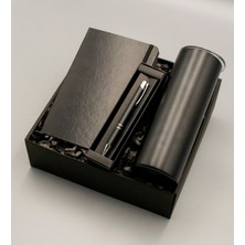 As Gift Siyah Çelik Termos & Siyah Defter & Siyah Tükenmez Kalem Hediye Seti
