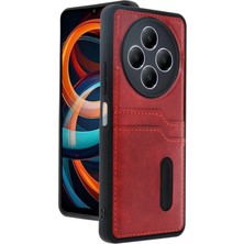 Nemere Mey Ithalat®   Redmi 14C Kılıf Sara Kartvizitli Deri Kılıf - Kırmızı