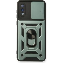 Nemere Mey Ithalat®  Samsung Galaxy A02 Kılıf Pars Lens Yüzüklü Silikon - Yeşil