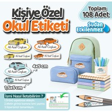 Obibaskı Kişiye Özel Araba Temalı Okul Etiket Seti - 108 Adet - Kokusuz Ekolojik Mürekkep Pvc Etiket Sticker