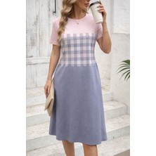 Alyn Wear Kadın Kısa Kollu Bisiklet Yakalı Desenli Süprem Elbise