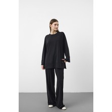 Basic Park Siyah Oversize Kalıp Tencel Dokulu Relax Fit Premium Takım