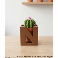 Ulora Kahverengi Kişiye Özel Harf Şekilli Mini Dekoratif Saksı