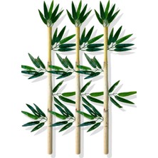Cihan Çiçekçilik Yapay Yapraklı Dekoratif Bambu Çubuğu 80 cm 3 Adet Islak Doku