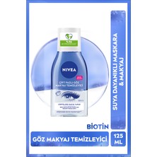 Nivea Çift Fazlı Suya Dayanıklı Göz Makyaj Temizleyici 125ml, Biotin, Kirpik Bakımı, Hassas Cilt, Maskara Temizleyici
