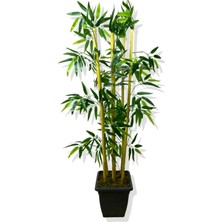 Yapay Bambu Ağaç 110 cm 5 Bambulu Siyah Saksı