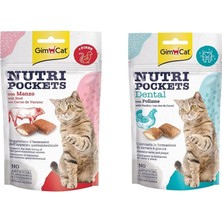 Gimcat Nutripockets Kedi Ödülü Biftek Malt, 60 gr & Nutripockets Kedi Ödülü Dental 60GR