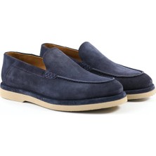Tuna Hakiki Deri Lacivert Süet Loafer Erkek Ayakkabı - E4560