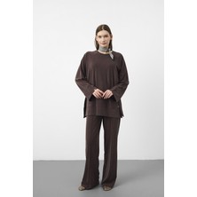 Basic Park Kahverengi Oversize Kalıp Tencel Dokulu Relax Fit Premium Takım