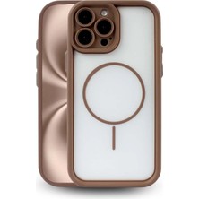 Fenza iPhone 13 Pro Max Uyumlu Kamera Korumalı Magsafe Wireless Şarj Özellikli Kahverengi Renkli Si