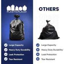 Plasticplace - W55LDBS1 55-60 Galon Çöp Poşeti 1,7 Mil Eq ❜ Siyah Çevre Dostu Ağır Hizmet Çöp Kovası Astarları - 96,5 cm x 147,3 cm (100 Adet) Siyah