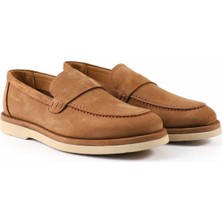 Tuna Hakiki Deri Camel Nubuk Loafer Erkek Ayakkabı - E4558